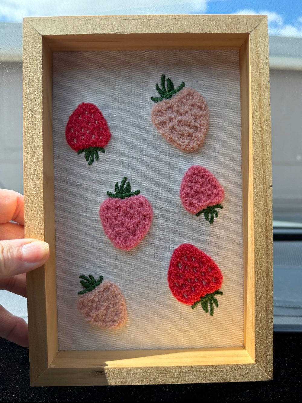 Source Unknown Strawberry Crochet Wall Art - Pink, Red, Green, Cream